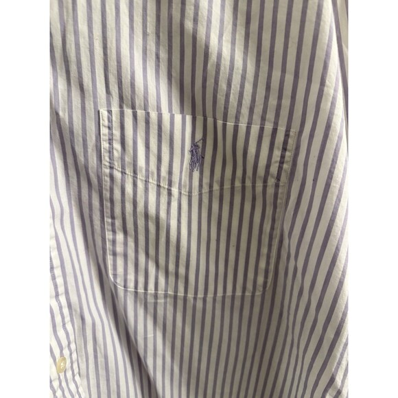 Ralph Lauren Golf Tilden Button Down Shirt Mens 2XL Purple Striped Cotton - Picture 2 of 8